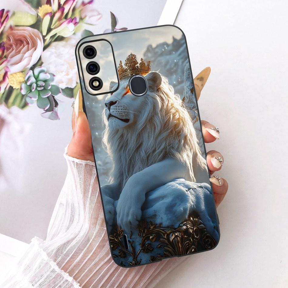 For ITEL A48 Cool Dragon Tiger Pattern Phone Case For Itel A48 Black Silicone Soft Cases