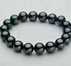 10mm  China Shell Black Pearl Round Pearl Elastic Bracelet 7.5“