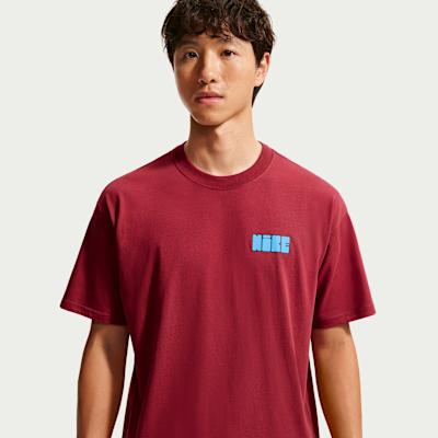 Nike Sportswear T Shirts Men's Team Dark Red Crew Neck Moderate