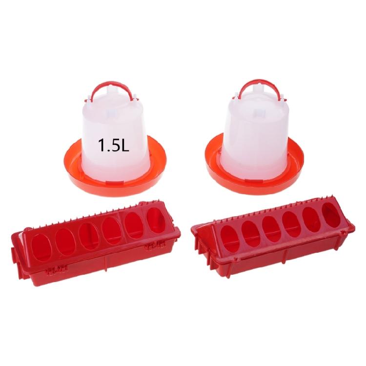 Набор из 4 кормушек для цыплят с 2 автоматическими поилками, конструкция, предотвращающая просыпание, 4 кормушки для маленьких птиц, перепелов, уток, аксессуары для курятников