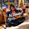 Custom Name Personalized Knight Rider Print Blanket, Home Decor, Bedroom, Sofa, Camping, Couch, Gifts for Birthday Christmas