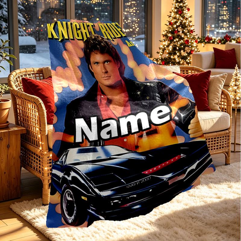 Custom Name Personalized Knight Rider Print Blanket, Home Decor, Bedroom, Sofa, Camping, Couch, Gifts for Birthday Christmas