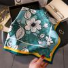 Summer Flower Printing Silk Scarf Simulation Silk 70Cm Square Scarf Simple Fashion Versatile Scarf Professional Women'S Scarf