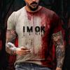 Halloween T Shirt Men's Casual Round Neck Blood Splatter Pattern Tops Horror Bloody Printed Short Sleeve Tops