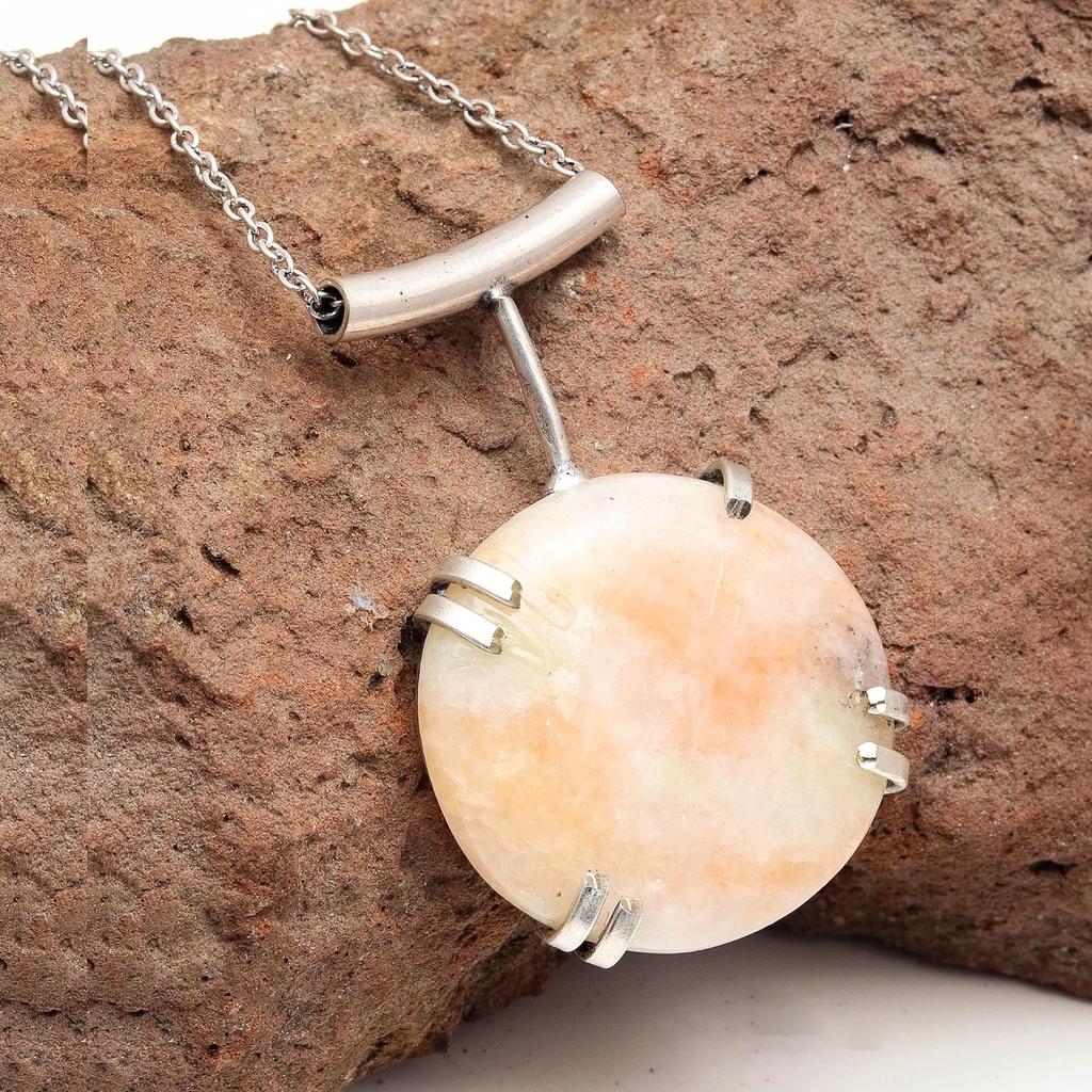 Серебряное ожерелье ручной работы с солнечным камнем на День матери, 20 дюймов