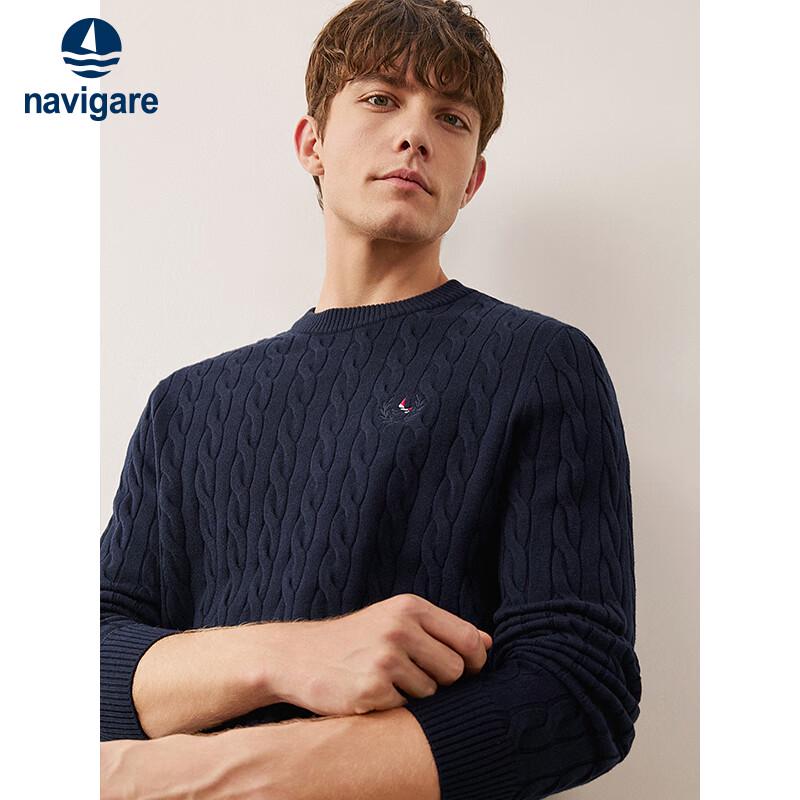 Navigare Men's Solid Crew Neck Sweater