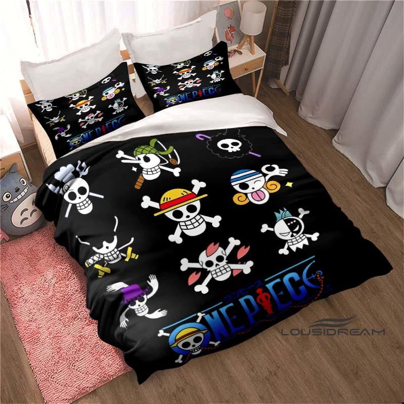 Monkey D. Luffy Cartoon ONE PIECE Bedding Set, Duvet Cover and Pillowcase 3-Piece Set, Holiday Gift for Children and Adults