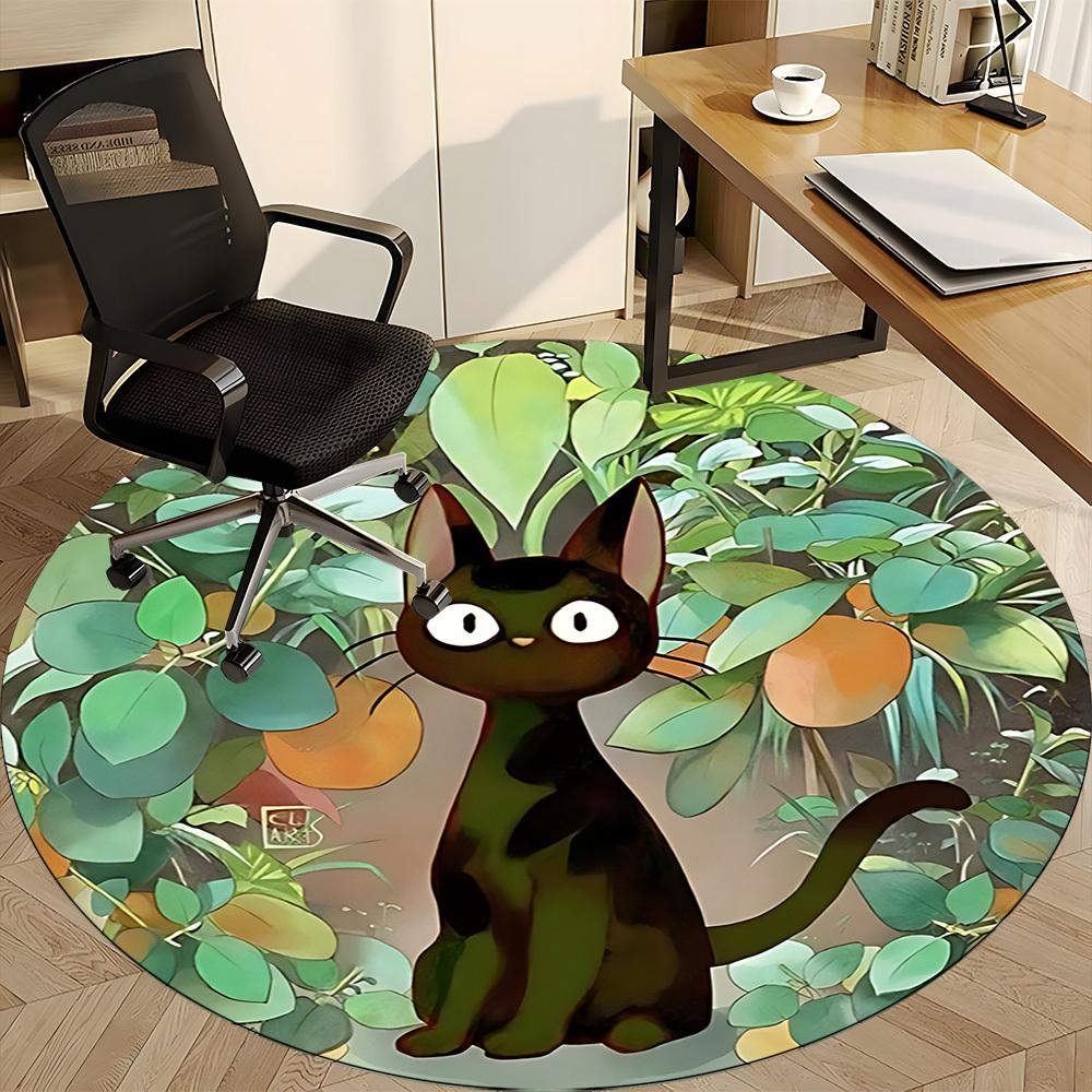 1pc Cat Garden Office Round Area Rug, Under Office Chairs Bedroom Living Room Home Decor, Room Deco, Available in Various Sizes 228
