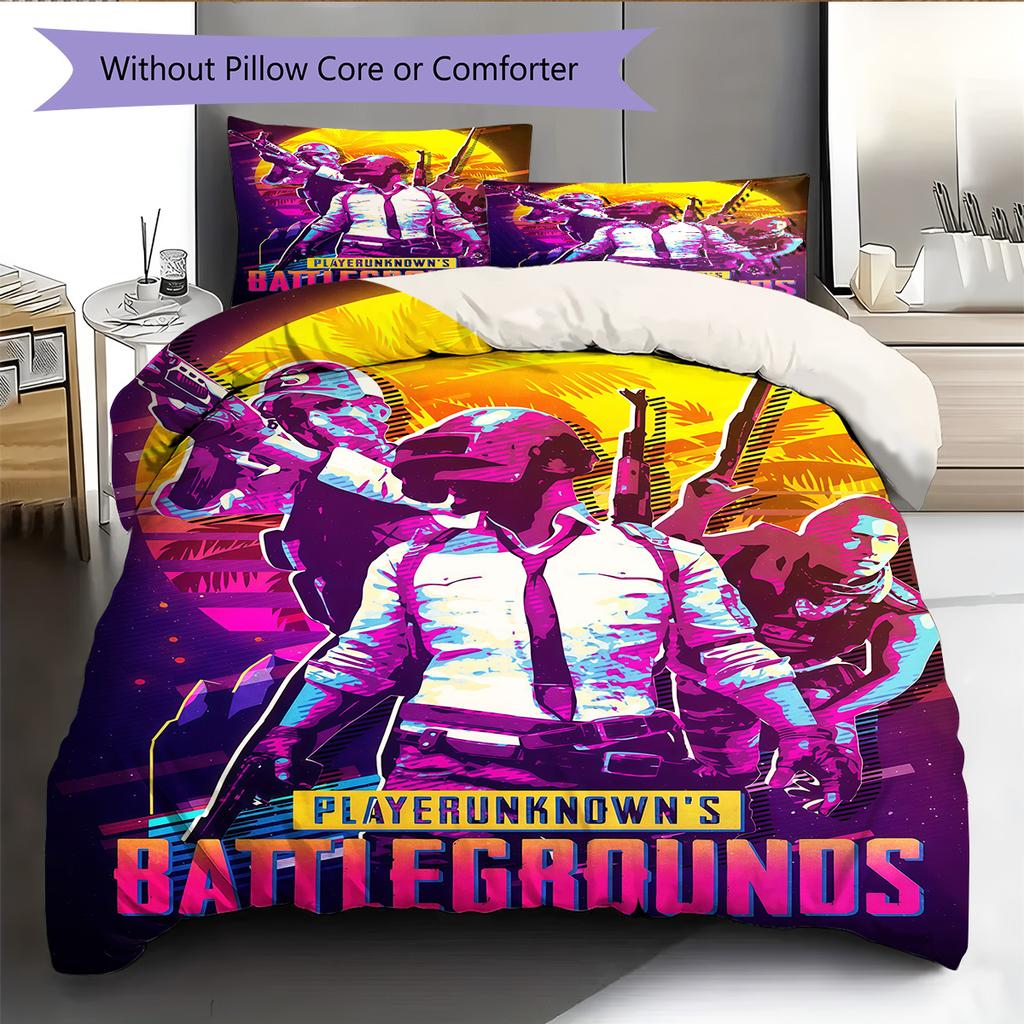 Highly rated game Pattern Bedding Quilt Set Quilt Cover Pillowcase Home Decoration Birthday Gift (1 * duvet cover + 2 * pillowcase, without core)