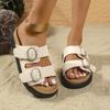 Shoes for Women 2024 Fashion Basic Women's Slippers Platform Casual Slippers Women Buckle Flat Open Toe Outdoor Ladies Shoes