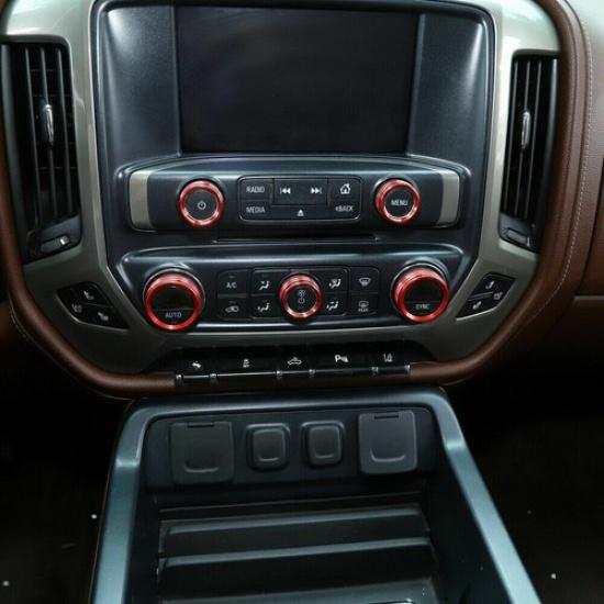 8x Console Center Switch Knob Decor Cover Bezels Trim for Chevy Silverado 14-18