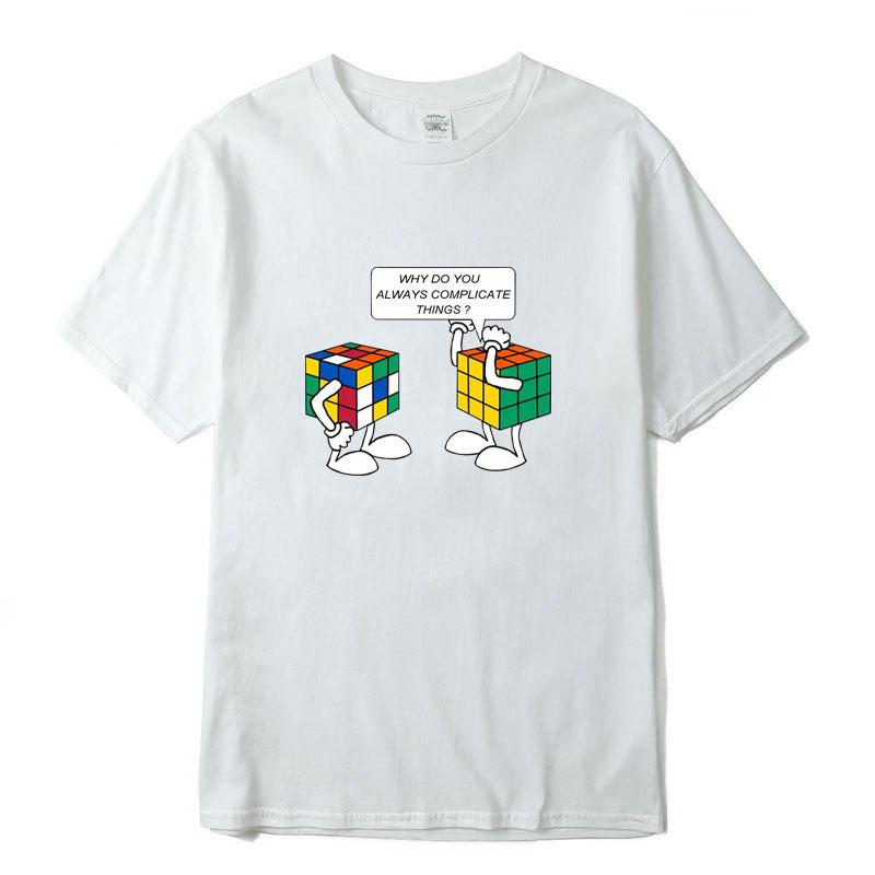 Men's Cotton T-shirt Summer Casual Graphic Tee Short Sleeve Men Tshirt Interesting Rubik's Cube Graphic Women Men Summer Cotton Casual Unisex,gift,Top