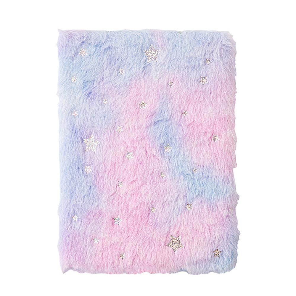 A5 Notebook Cute Plush Fluffy Covered Diary Notepad Gradient Colored Softcover for Girls Embroidery