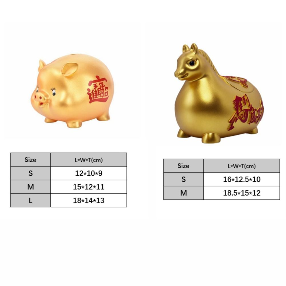Gold Red Pig Coin Jar Zodiac Horse Coin Saving Box Cartoon Piggy Bank  Festive Occasions