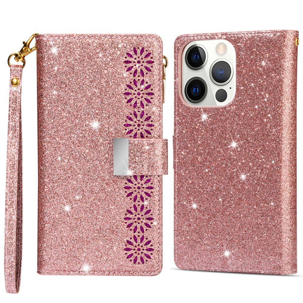 Чехол-кошелек из кожи с гравировкой «Звездное небо» для iPhone 16 Pro