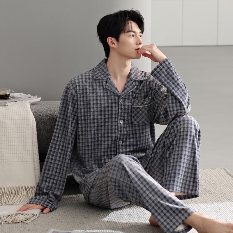 Пижама мужская осенне-зимняя островной флис тонкий флис с длинным рукавом коралловый флис домашняя одежда для папы среднего возраста большой размер костюм