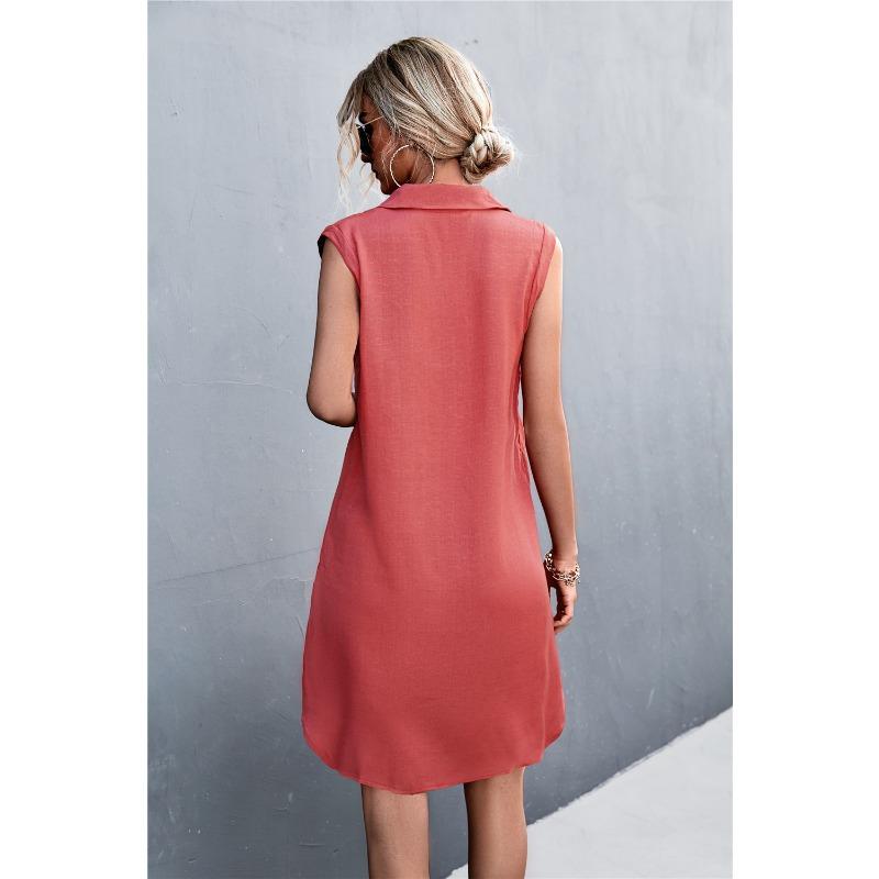 DAFIFY Женская мода лето весна однотонный принт без рукавов ПОЛО шеи свободная талия повседневные платья
