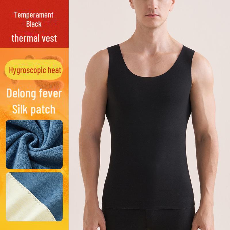 Мужской жилет без рукавов из шелкового кашемира с нашивкой и толстым бархатом