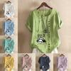 Women's Fashion Panda Print Short Sleeve T-shirt Loose Cotton Shirt Casual Loose Summer Blouse Tops Plus Size