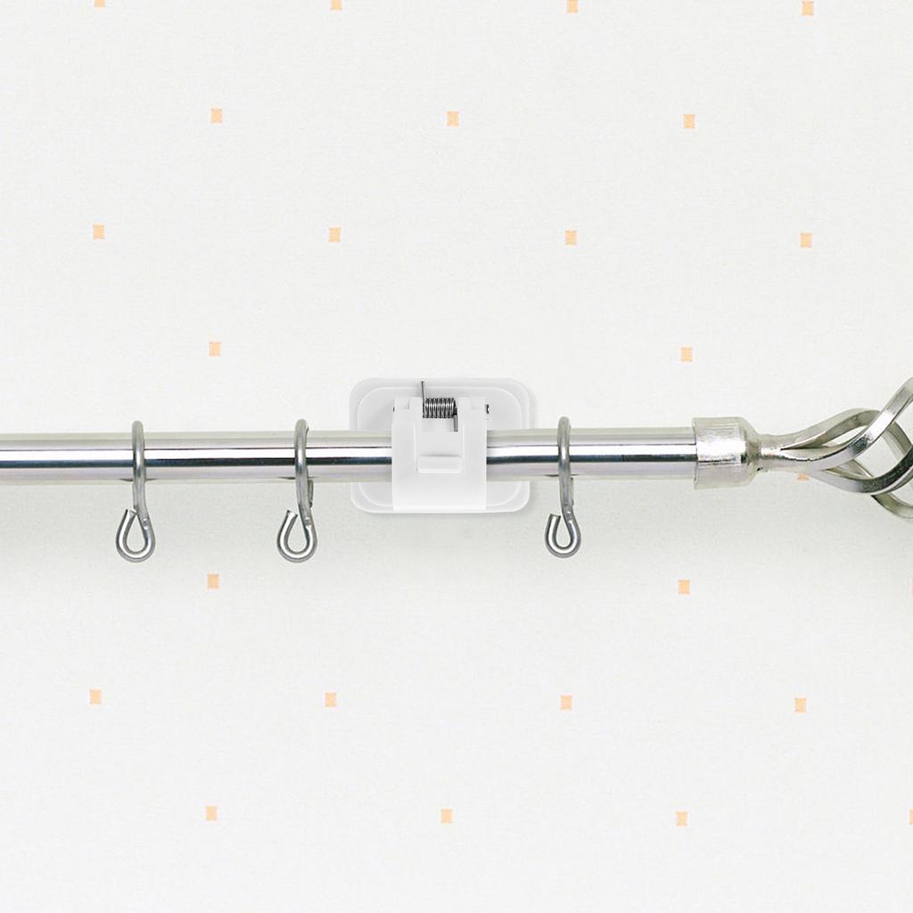 10Pcs Self Adhesive Curtain Rod Holders Premium ABS Plastic Strong Stickiness Easy Install Nail Free Adjustable Curtain Pole