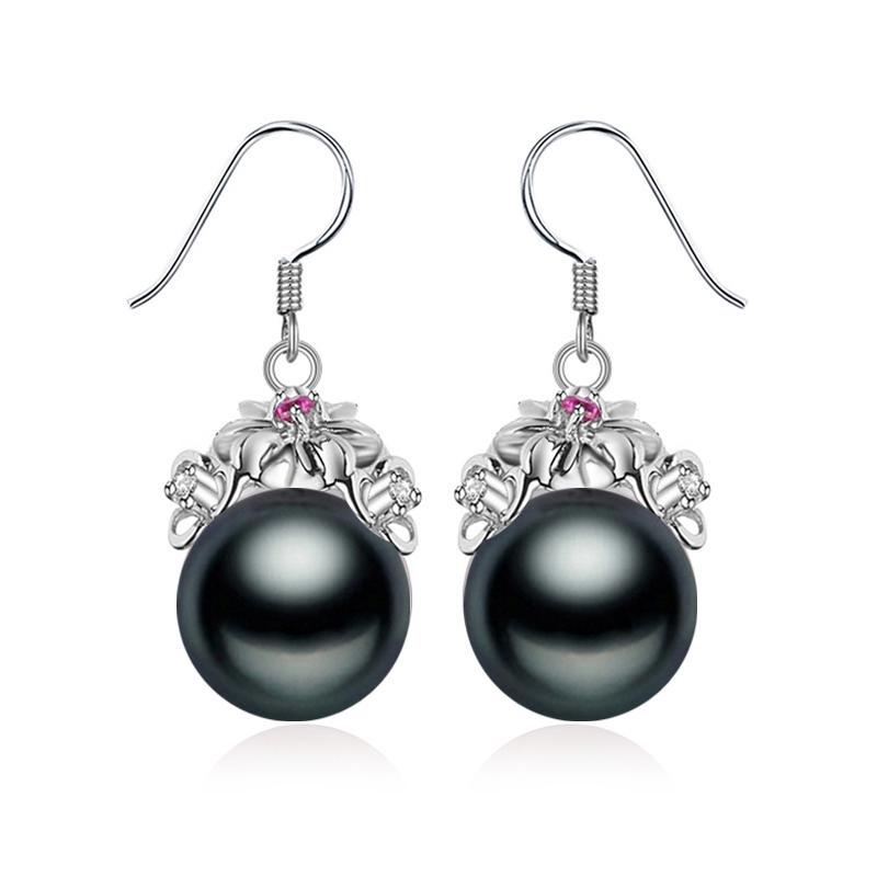 LSOOYH серьги с натуральным пресноводным жемчугом для женщин, ювелирные изделия с жемчугом, модные серьги с красными кристаллами и цветком