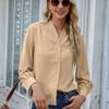 Fashion Solid Long Sleeve Womens Shirts Loose Button-up V Neck Blouses Women Elegant Lady Tops Casual Blouse Blusas Mujer 25722