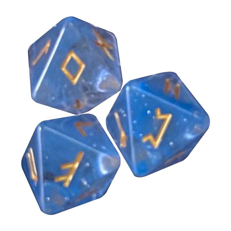 3 Pcs 8-Sided Rune Dice Resin Assorted Polyhedral Dices Set Divination Table Board Roll Party Cards Playing Game Toy
