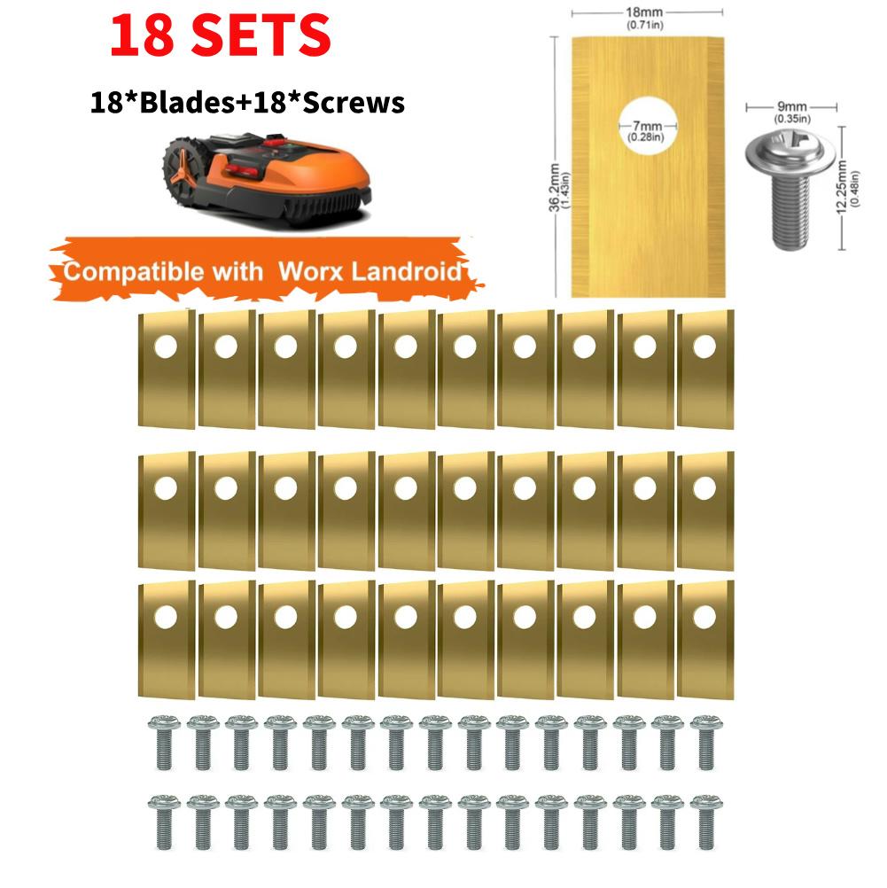 90-18x Набор режущих лезвий для газонокосилки Нержавеющая сталь Одно отверстие Лезвие газонокосилки Комплект винтов для Worx Landroid Газонокосилки