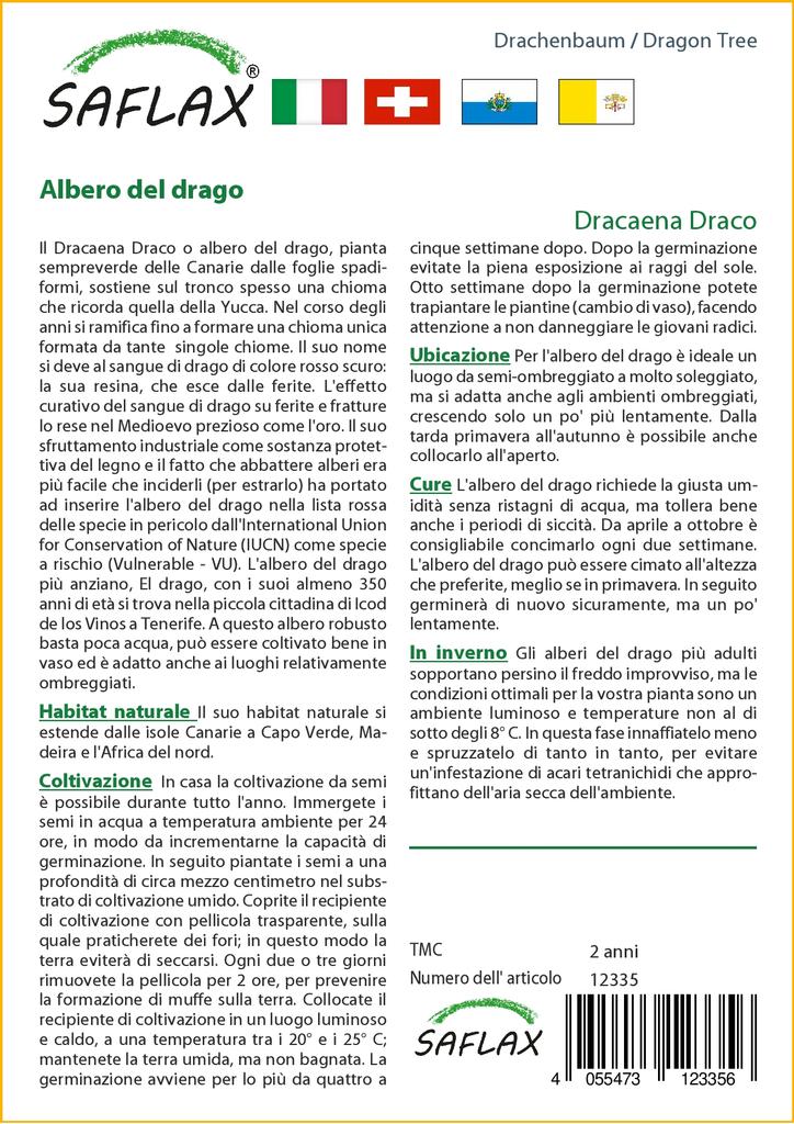 SAFLAX Драконово дерево - 5 семян - Dracaena Draco