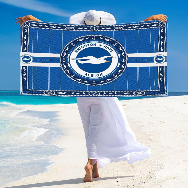 Пляжное полотенце с принтом Brighton & Hove Albion, Большое мягкое быстросохнущее полотенце для пляжа, кемпинга, плавания