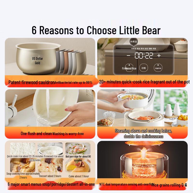 BEAR Умная многофункциональная рисоварка 3 л