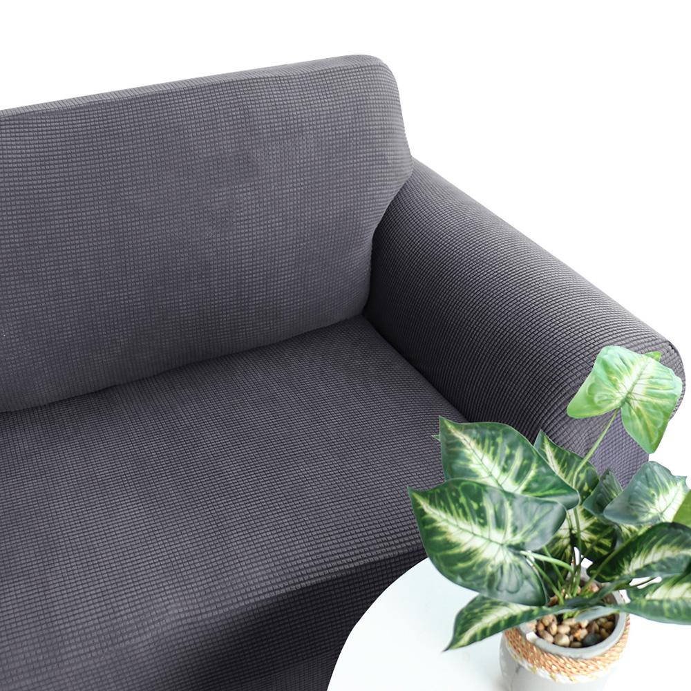 Stretch Sofa Slipcover Spandex Anti-Slip Soft Couch Sofa Cover 2 Seater Washable for Living Room Kids Pets Dark Gray