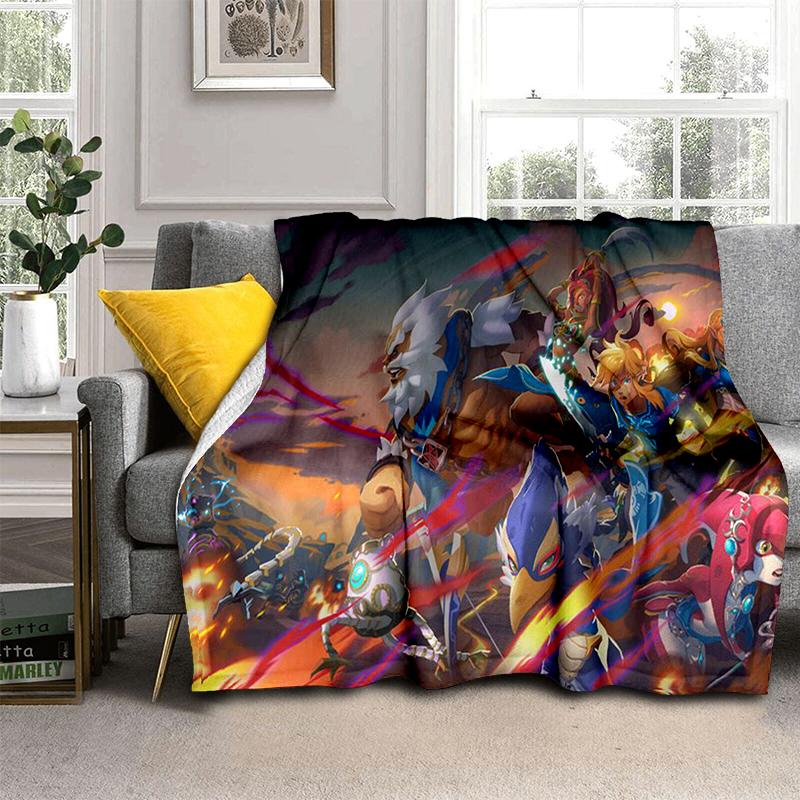Fantasy Z-Zelda Style Vintage 3D Game Throw Blanket – Super Soft Flannel Plush for Couch, Bed, Game Room, Picnic & Gamer Gift