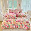 Colorful Flower Duvet Cover 3Pcs Microfiber Bedding Set Spring Floral Comforter Cover Reversible Quilt Cover With 2 Pillowcases