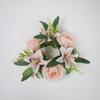 Silk Candle Ring Artificial Flowers Mini Rose Wreath New Candlestick Wreath  Dining Table Core