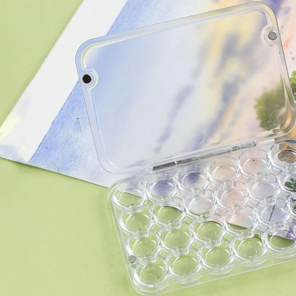 24 ячейки Палитра для акварельных красок Прозрачная коробка для красок Художественные принадлежности Мини-палитра для акварели для дома