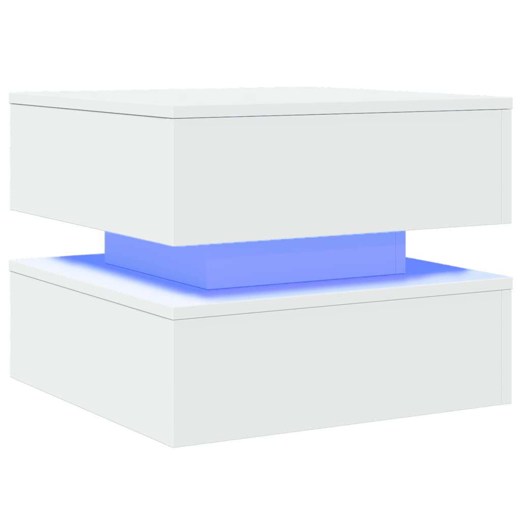 Vidaxl Stolik Kawowy Z Oświetleniem Led, Biały, 50X50X40 Cm