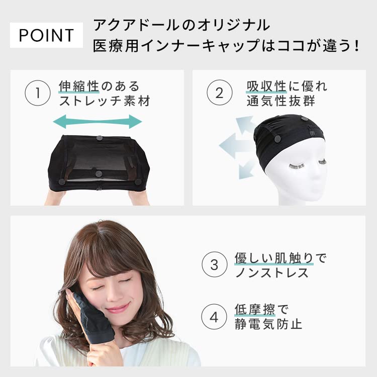 Внутренняя шапочка для парика AQUADOLL с противоскользящей функцией, один размер подходит большинству (wgn024)