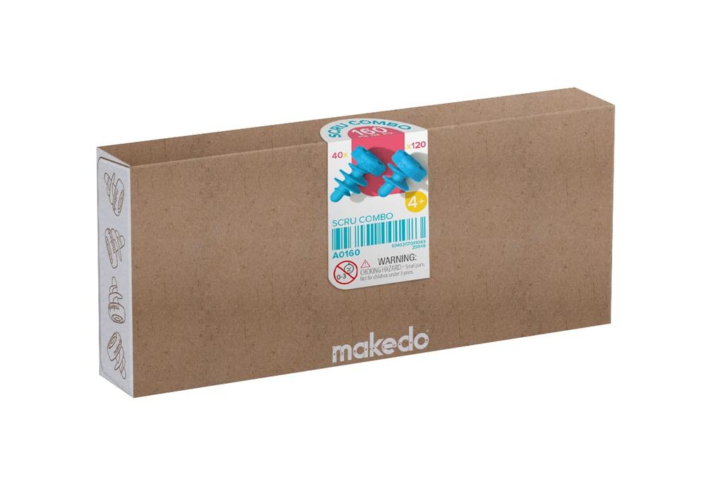 Makedo SCRU Combo 160 деталей, смесь SCRU+ Подходит для детей от 4 лет. Идеально для STEM-обучения в классе.