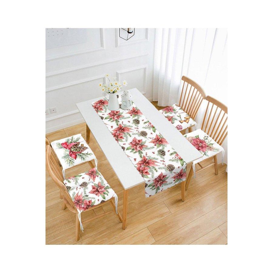 Набор подушек для стула с цифровой печатью Rose Design / 4 квадратных подушки для стула 40 × 40 см и 1 бегун