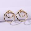 Korean Metal Elegant Hoop Earring Woman 2024  Vintage Geometric Statement Earrings Jewelry Gift