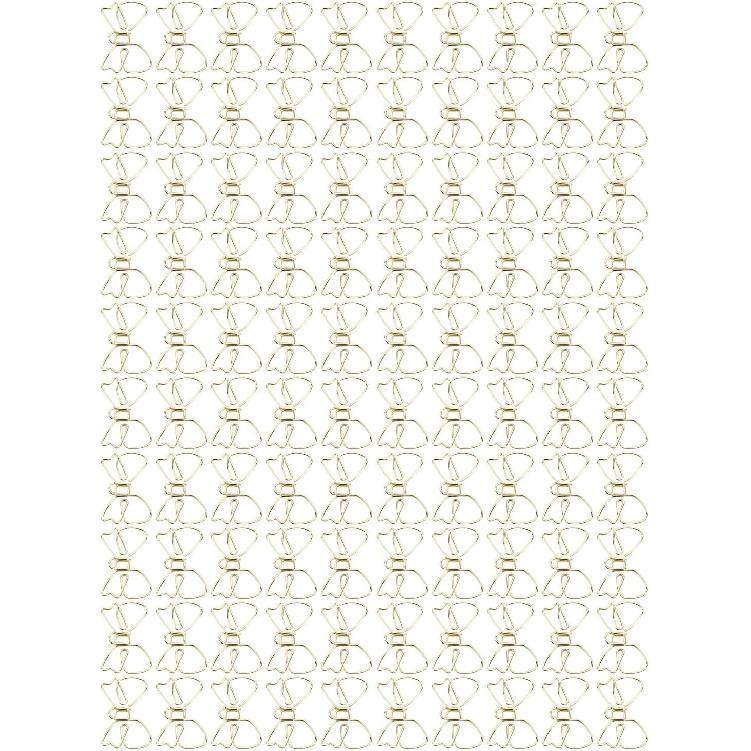 100 шт. Милые металлические скрепки с бантиком, Золотые скрепки с бантиком для офиса, школы, дома с коробкой, для закладок, фотоклипов, зажимов для заметок, календаря