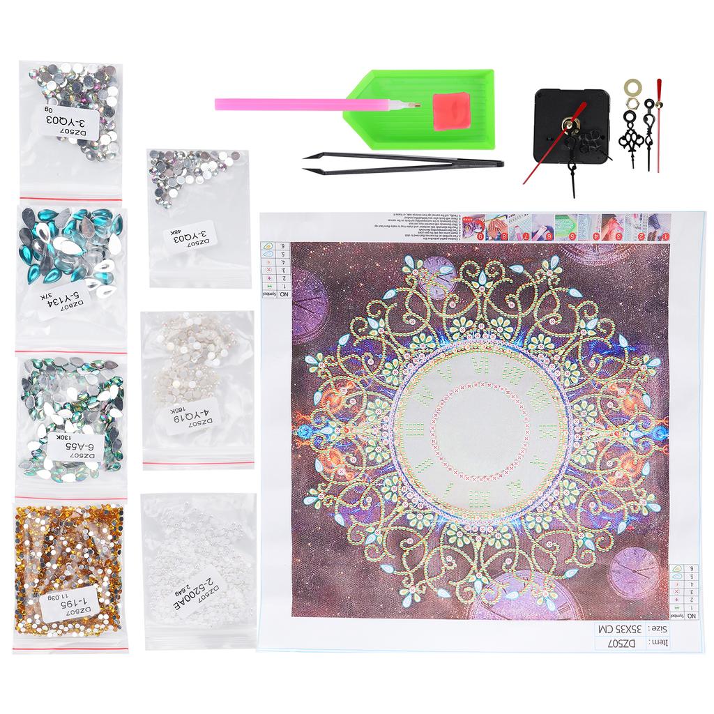 Diamond Painting Kits DIY Rhinestone Painting Flower Pattern Clock Home Wall Decor