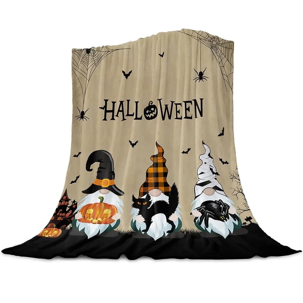 Thanksgiving Pumpkin Blanket Super Soft Flannel Throw Blankets Pumpkin Turkey Maple Leaf Gnome Plaid Blanket Plush Blankets Gift