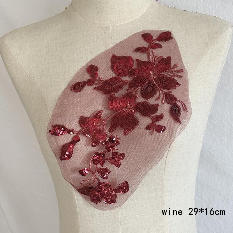 Mesh Lace Flower 2pc Colorful Sequins Hand Sewing Diy Embroidered Cloth Stickers Skirt Decoration Accessories Patch Dance Clothes