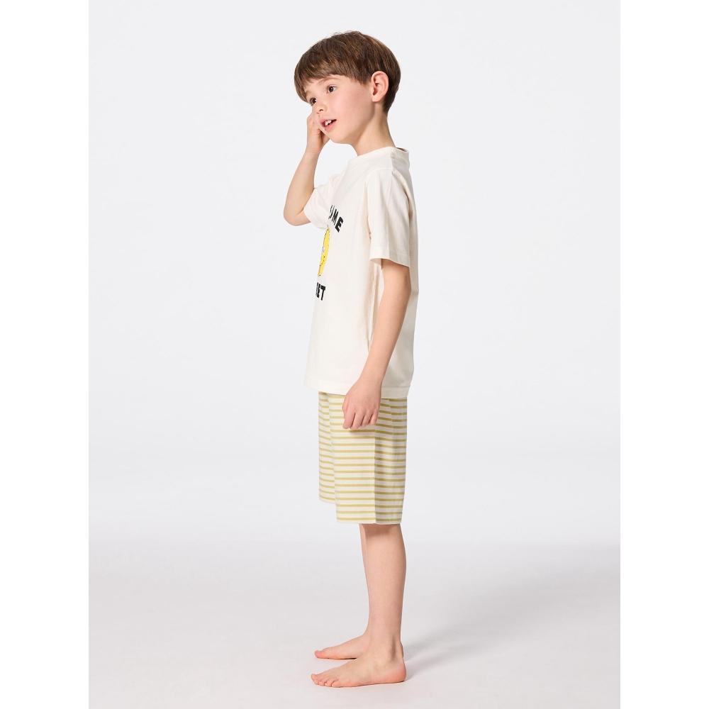 GU by Uniqlo Детский унисекс комплект для отдыха с короткими рукавами и шортами Улица Сезам