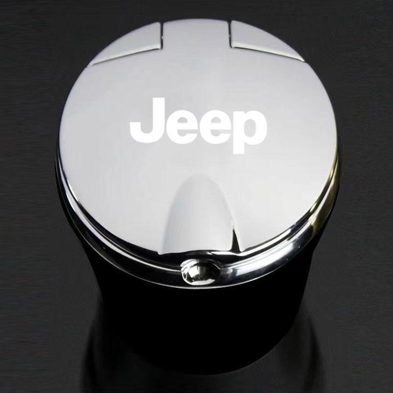 Portable Car LED Ashtray Universal Auto Ashtray Cigarette Ash Sticker For Jeep Renegade Wrangler Cherokee Compass Accessories AJX1