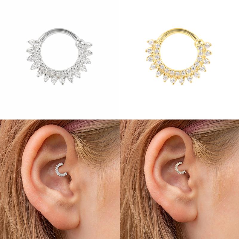 ROXI Fashion Piercing Septum Surgical Ear Cartilage Ring Piercing Nose Ring With Zircon