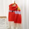 Korean Style Long Tassel Scarf Coldproof Winter Wool Scarves Fashion Stripe Mohair Shawl  Outdoor