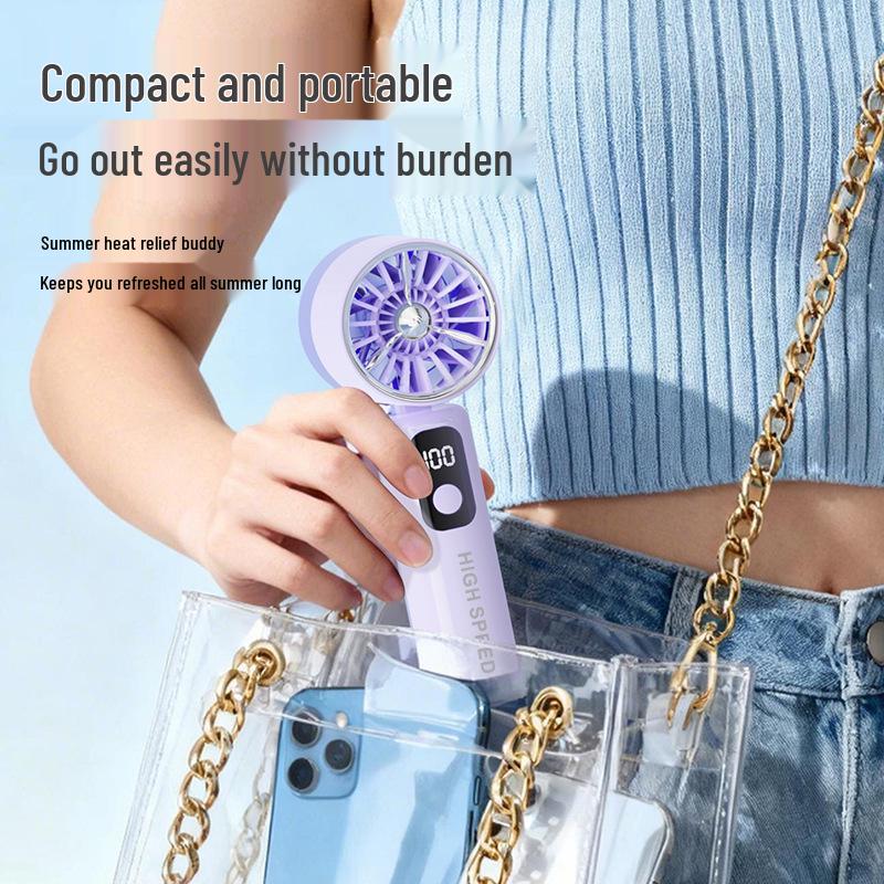 Rechargeable USB 5-Speed Mini Handheld Fan – Portable, Strong Wind, Ideal for Outdoors.